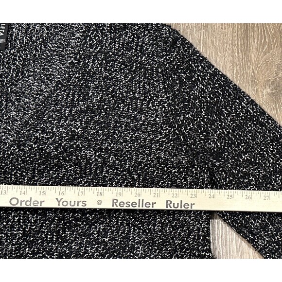 Athleta Gray Black Marled Wool Blend V Neck High Low Tunic Sweater L - Picture 5 of 12